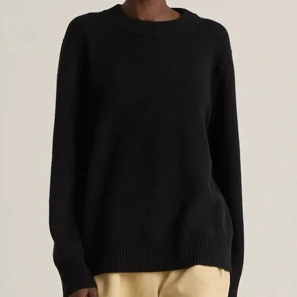 NWOT! | QUINCE Women's Mongolian Cashmere Oversized Crewneck Sweater Black Small - Picture 10 of 11